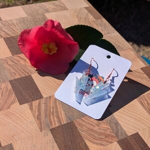 Small Glam Blue Lightning Glitter Earrings